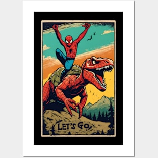 Spidersaurus T Rex Dinosaur Camping Adventure Posters and Art